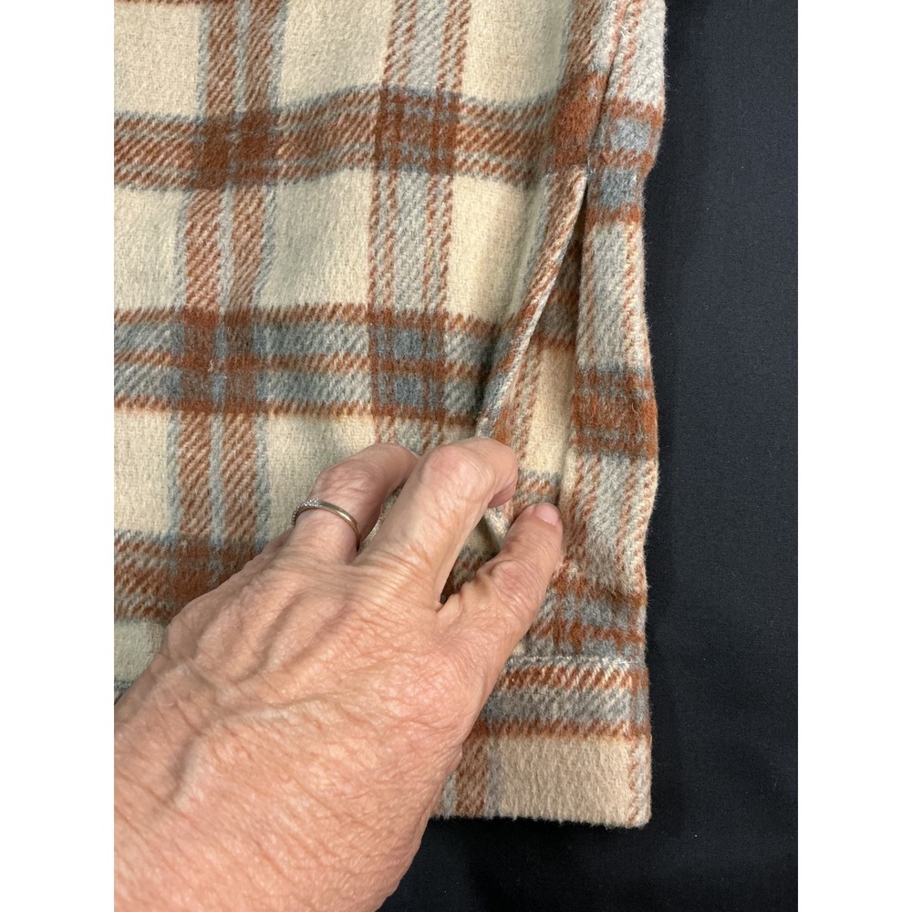 Staccato Womens Plaid Button Up Shacket Shirt Jacket Cream Rust Small - Picture 6 of 9